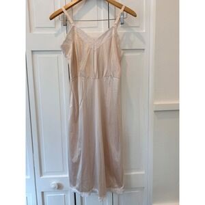 VTG Dixie Belle Slip Dress 38 Pink Lace Trim Satin Slipnightgown USA Coquette